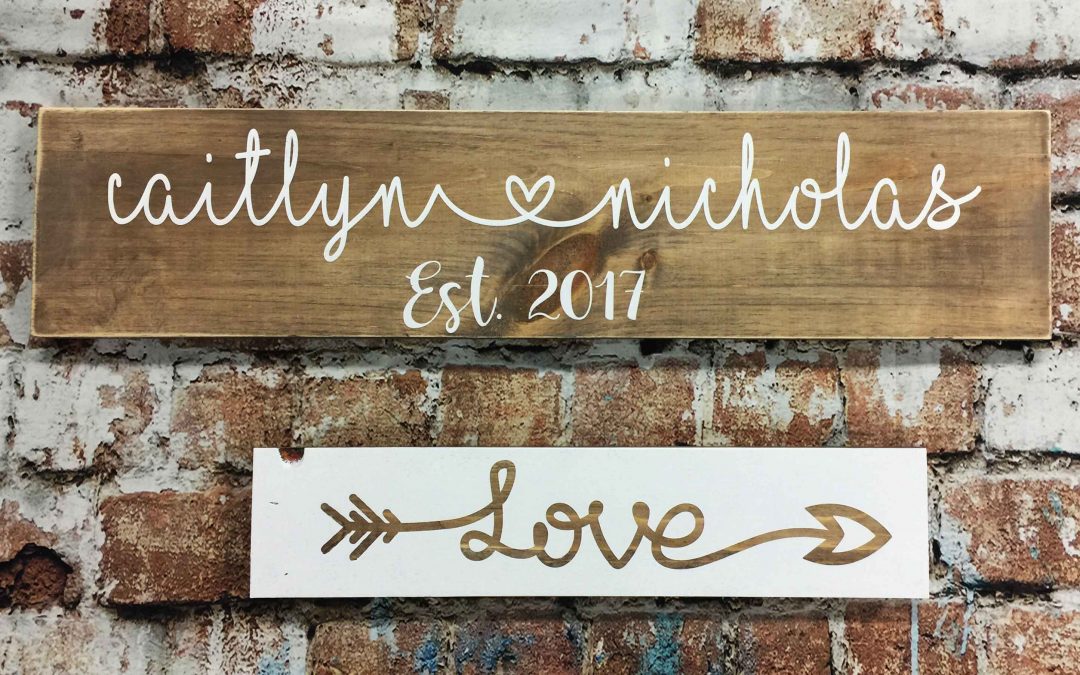 This wedding sign is the perfect gift for lovebirds in Traverse City and would be a fun painting class for couples. Bring Wine