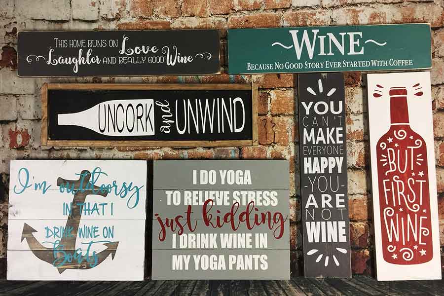 Sip paint and dab your wood sign painting class while you enjoy the best wines