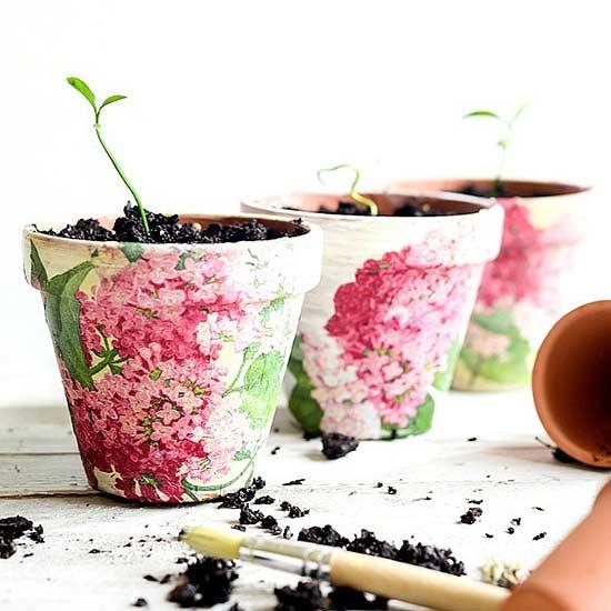 Paint and decoupage a clay pot beautifully!